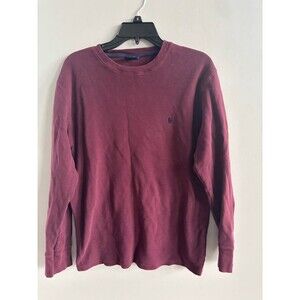Polo Ralph Lauren Large Maroon Waffle-Knit Thermal Long-Sleeve Shirt